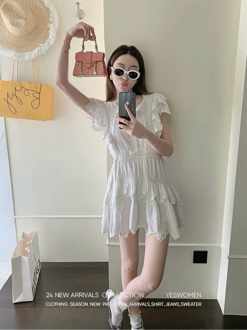 Boutique Mini White Ruffled Summer Dress